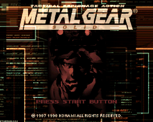 Schermata "PRESS START BUTTON" per avviare Metal Gear Solid
